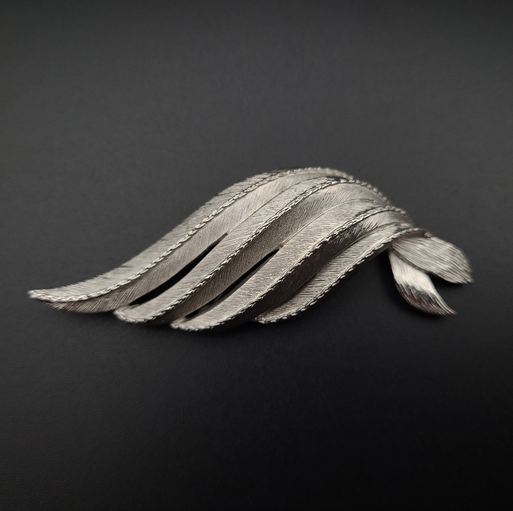 Avon of Belleville Silver Leaf Brooch by Marcel Boucher N.9227 Vintage Designer